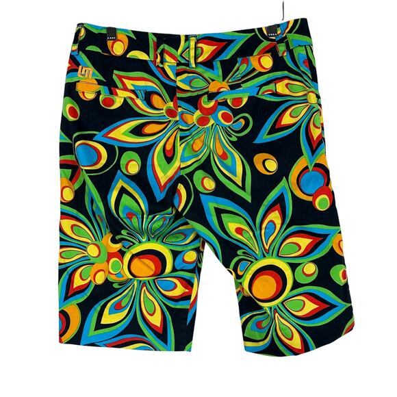LoudMouth Golf Shorts Womens 8 Multicolor Cotton Abstract Print Boho Psychedelic - Picture 2 of 4